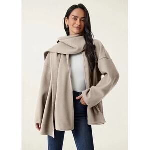 OGL CashSoftOversized Scarf Jacket in Heather Oatmeal M NWT